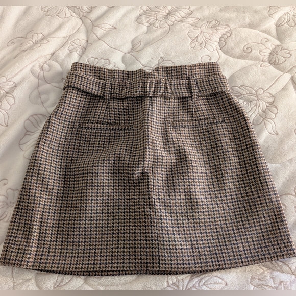 [NWT] Maje Jeling Brown Checked Houndstooth Mini Skirt w/Belt Sz FR 36 Small - Picture 5 of 13